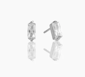 | Hypoallergenic Earrings | Titanium Bijou Stud Earrings | Small Silver Baguette Crystal Detail | Titanium Stud Earrings for Women | Earrings Studs, Sensitive Ears, Trendy Womens Earring Set