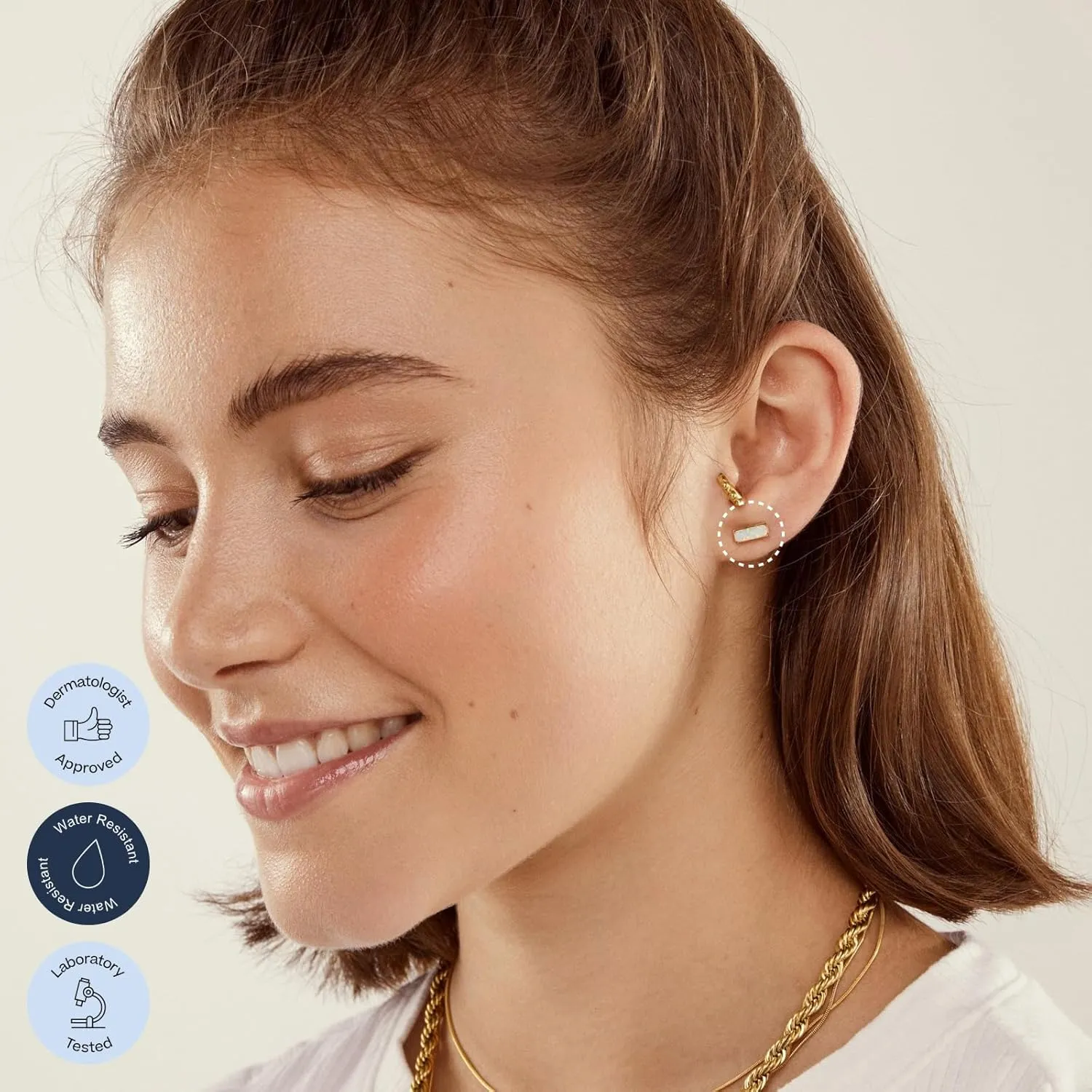 | Hypoallergenic Earrings | Titanium Isla Opal Stud Earrings | Silver Bar Style | Titanium Stud Earrings for Women | Earrings Studs, Sensitive Ears, Trendy Womens Earring Set