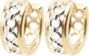 0.62" Inch Two-Tone Chain Style Texture Silver & 14k Yellow Gold Plated Filled Huggie Hoop Earrings for Women
