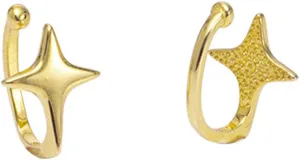 1 Pair S925 Sterling Silver Simple Star Cartilage Ear Cuff Non Piercing Wrap Clip On Earring Lucky Stars Fake Huggie Hoops