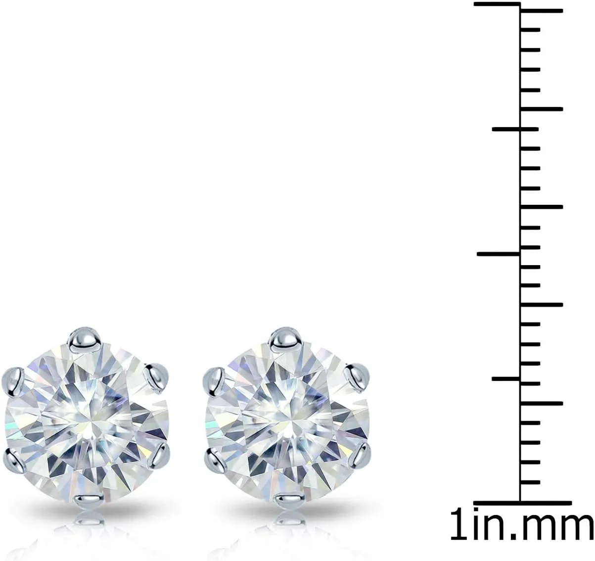 1 to 7 Carat Moissanite Round Stud Earrings for Women in 14k Gold (J-K, TGW) 6-Prong Set Screw Back by Diamond Wish