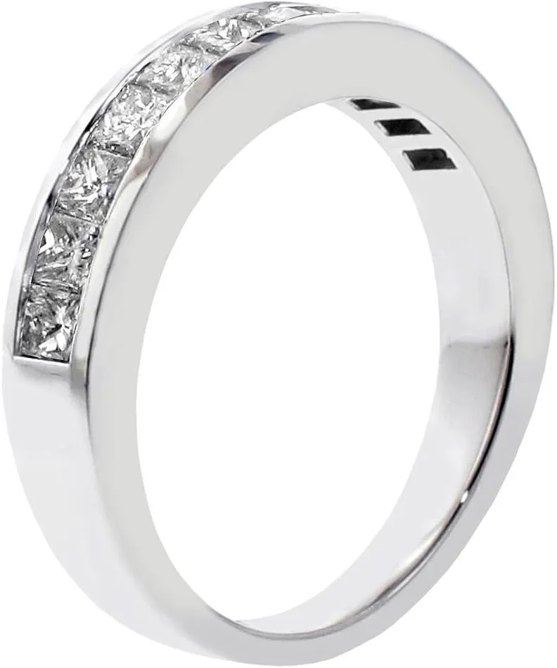 1.00 Diamond Rings for Women Ct Tw Channel Set Diamond Ring Princess Cut Diamond Anniversary Wedding Ring In 14k White Gold Promise Rings For Couples Diamond Wedding Band