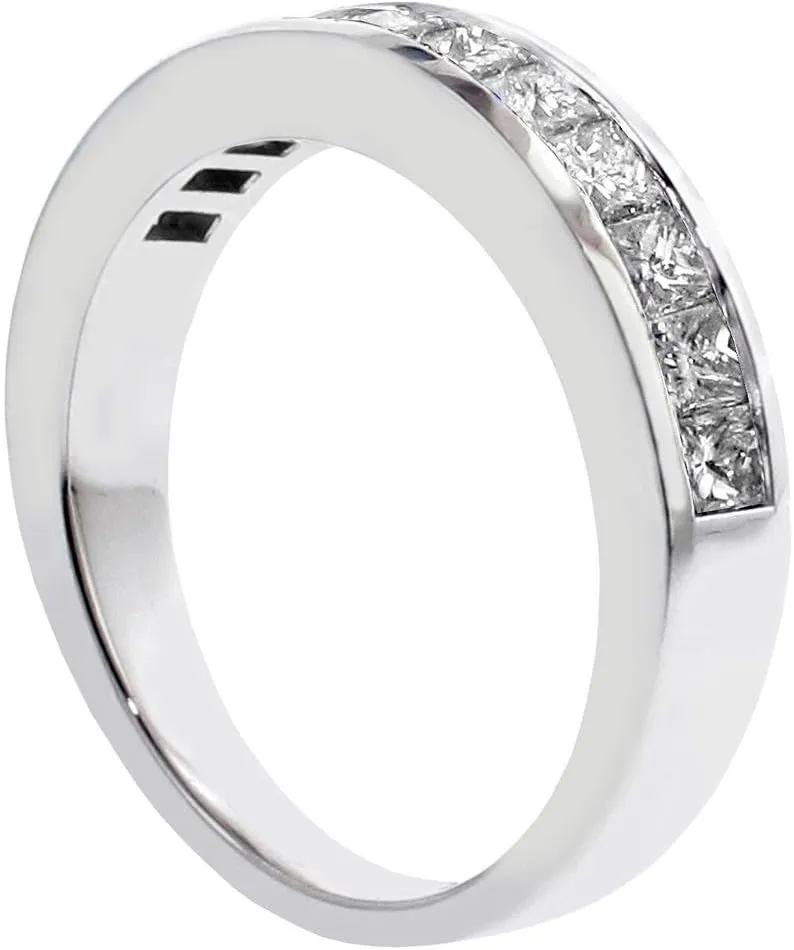1.00 Diamond Rings for Women Ct Tw Channel Set Diamond Ring Princess Cut Diamond Anniversary Wedding Ring In 14k White Gold Promise Rings For Couples Diamond Wedding Band