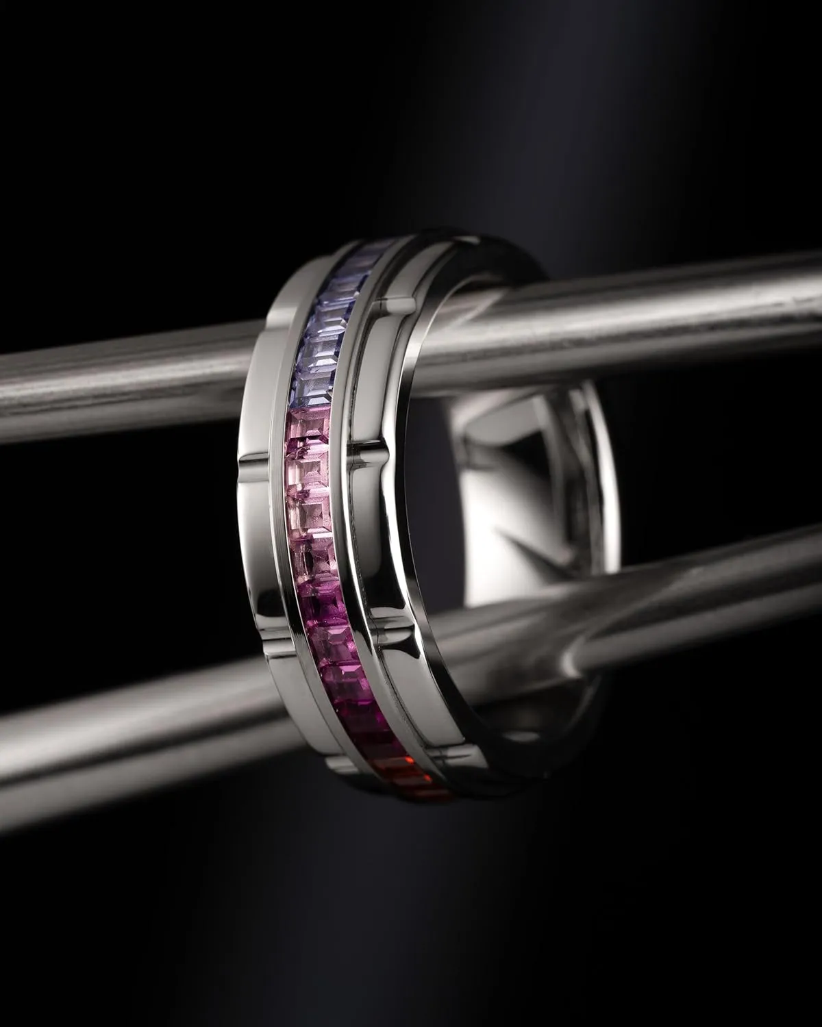 100S JEWELRY White Gold Tungsten Rings For Men Rainbow Moissanite Wedding Promise Band Size 6-16