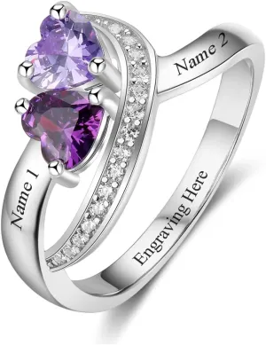 10K/14K/18K Gold Natural Diamond Personalized Birthstone Rings for Women Custom 1-3 Names Infinity Promise Ring Engraved Engagement Ring for Mom Wife