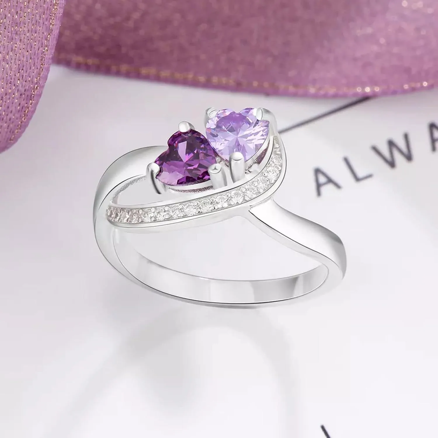 10K/14K/18K Gold Natural Diamond Personalized Birthstone Rings for Women Custom 1-3 Names Infinity Promise Ring Engraved Engagement Ring for Mom Wife