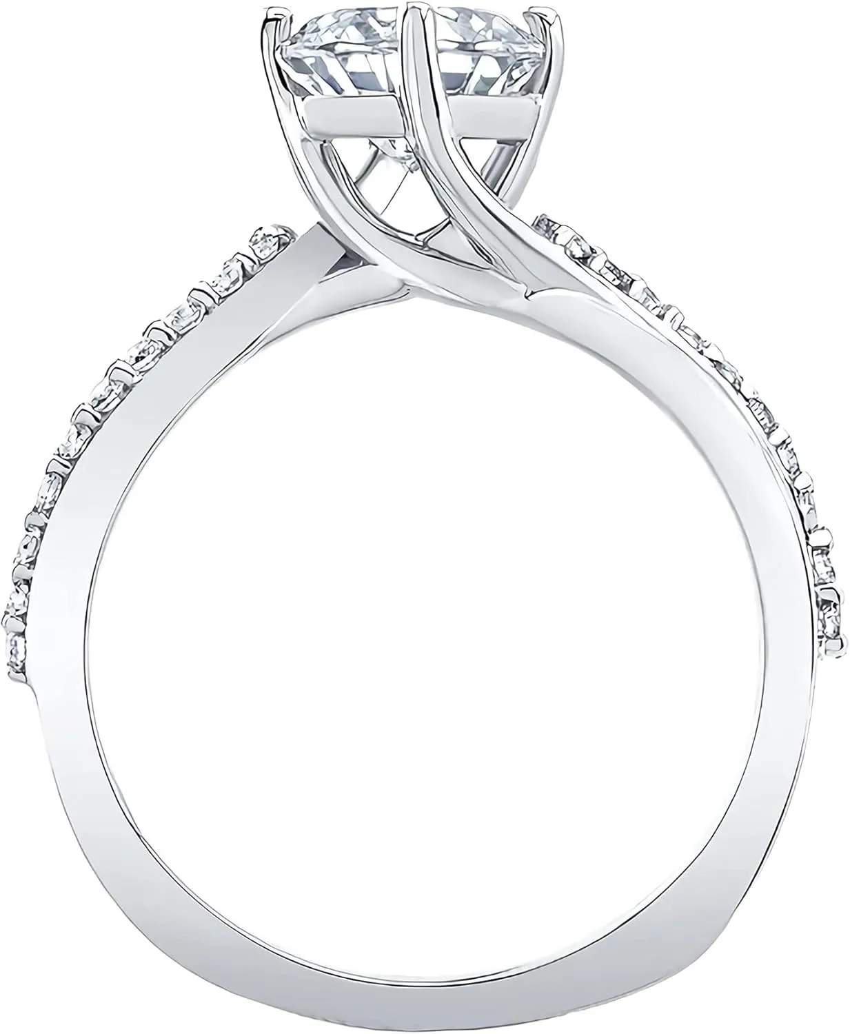 1.15 Carat (ctw) Princess Cut Moissanite Engagement Rings for Women 925 Sterling Silver Ring Women's Platinum Plated Silver Ring Twisting Moissanite Rings for Women Twisted Wedding Band