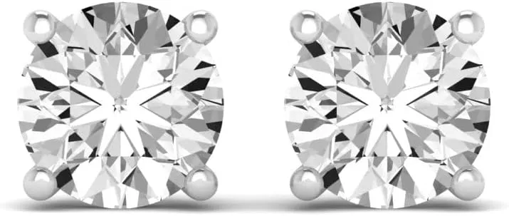 1/2 Carat - 5 Carat Lab Grown Diamond screw back Earrings| 14K White Gold Four prong Lab-Grown Diamond Solitaire Stud Earrings| D-E color and VS1 clarity |