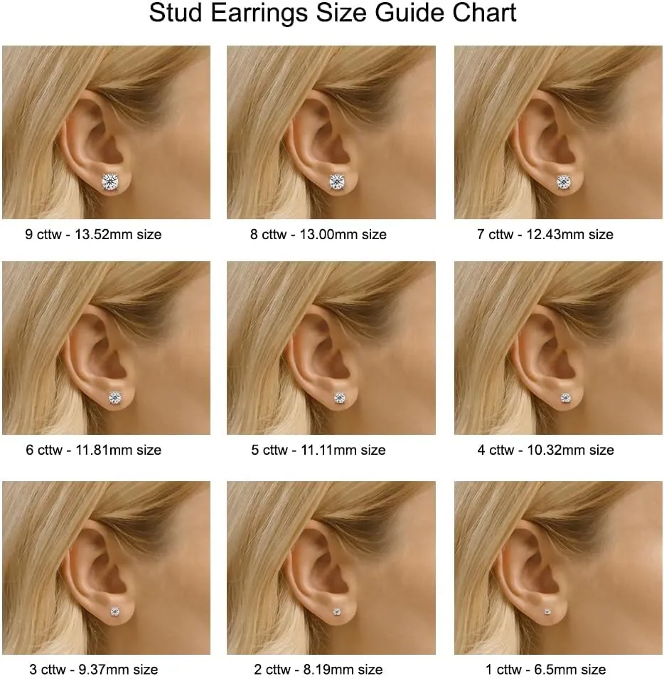 1/2 Carat - 5 Carat Lab Grown Diamond screw back Earrings| 14K White Gold Four prong Lab-Grown Diamond Solitaire Stud Earrings| D-E color and VS1 clarity |