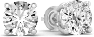 1/2 Carat - 5 Carat Lab Grown Diamond screw back Earrings| 14K White Gold Four prong Lab-Grown Diamond Solitaire Stud Earrings| D-E color and VS1 clarity |