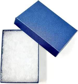 12 Pack Pearl Blue Color Paper Cotton Filled Cardboard Jewelry Box for Necklace, Ring, Earring, Pendant, Pocket Watch, Body Jewelry, Beads Size-3 1/16" x 2 1/8" x 1" - by R J Displays