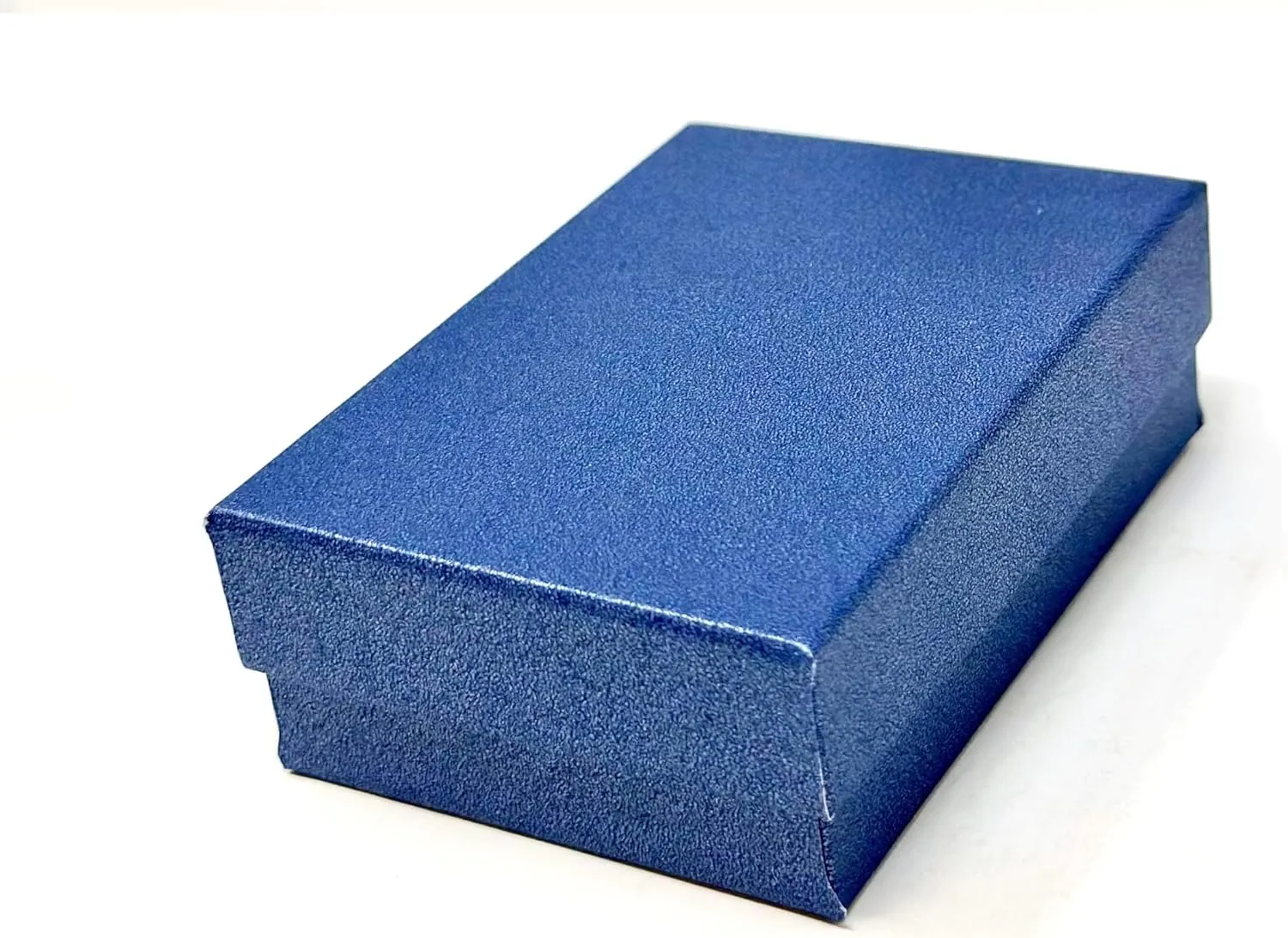 12 Pack Pearl Blue Color Paper Cotton Filled Cardboard Jewelry Box for Necklace, Ring, Earring, Pendant, Pocket Watch, Body Jewelry, Beads Size-3 1/16" x 2 1/8" x 1" - by R J Displays