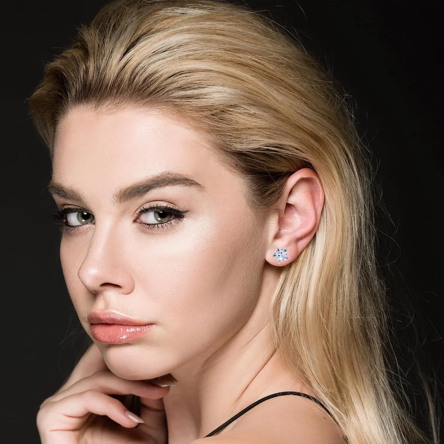 12 Pairs Stud Earrings Set Cubic Zirconia Stud Earrings for Women Small Stainless Steel Earrings Dainty Round Star Heart Square Rhinestone Stud Earring 3-7mm