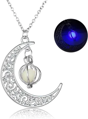 13 Going on 30 Necklace The Hollow Glow Stone Glow Pendant in Dark Necklace Moon Necklaces & Pendants (Purple, One Size)