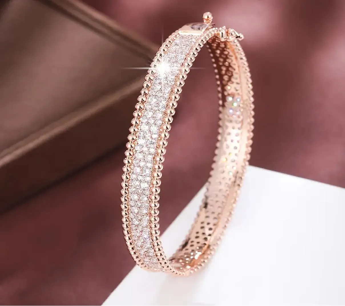 14K Bangle Bracelet with Sparkling Cubic Zirconia  Elegant Single Bangle for Women