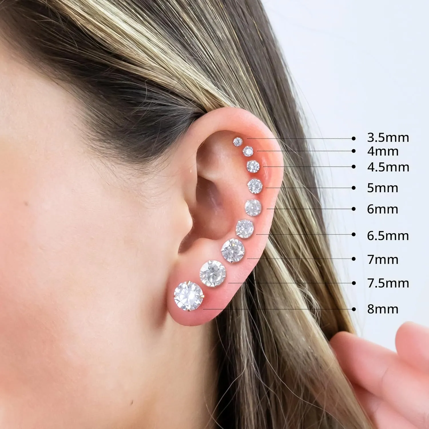 14k Gold AAAAA Cubic Zirconia Earrings Studs | Round Brilliant CZ Studs Real Gold Earrings by MAX   STONE