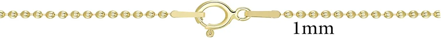 14k Gold Filled Ball Chain 1MM Necklace Gauge 18 Pendant for Jewelry 16-18 - 20-24 - 30 inches