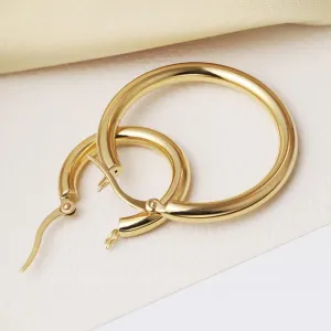 14K Gold Hoop Earrings for Women 14K Gold Earrings Classic Shiny Gold Earring for Women 20/30/40/50mm