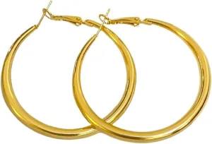 14K Gold Hoop Earrings for Women, 925 Sterling Silver Posts Hypoallergenic Lightweight, Classic Gold Hoops 40 mm, Trendy Everyday Jewelry Gift for Women