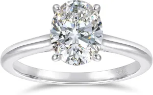 14K Gold Moissanite rings, 2CT D Color Oval Cut Moissanite Engagement Ring, 14K Yellow Gold Hidden Halo Moissanite Rings for Women