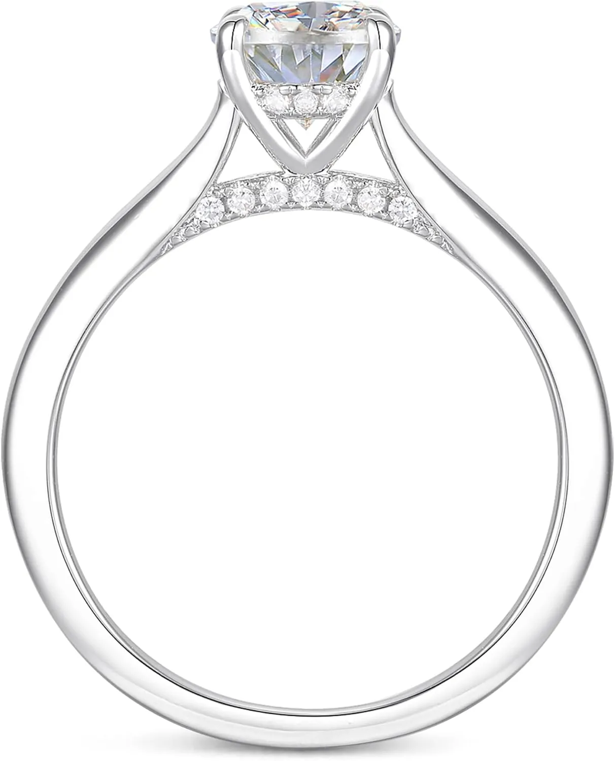 14K Gold Moissanite rings, 2CT D Color Oval Cut Moissanite Engagement Ring, 14K Yellow Gold Hidden Halo Moissanite Rings for Women