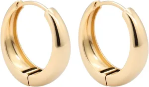 14K Gold Plated Classic Hoop Earrings for Women - 19mm Hypoallergenic Circular Earrings, Lightweight Everyday & Special Occasion Jewelry