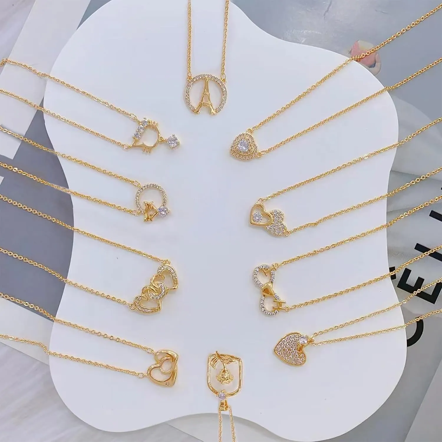 14K Gold Plated Cubic Zirconia Dainty Necklace Cute Pendant Necklaces for Wome jewelry gifts