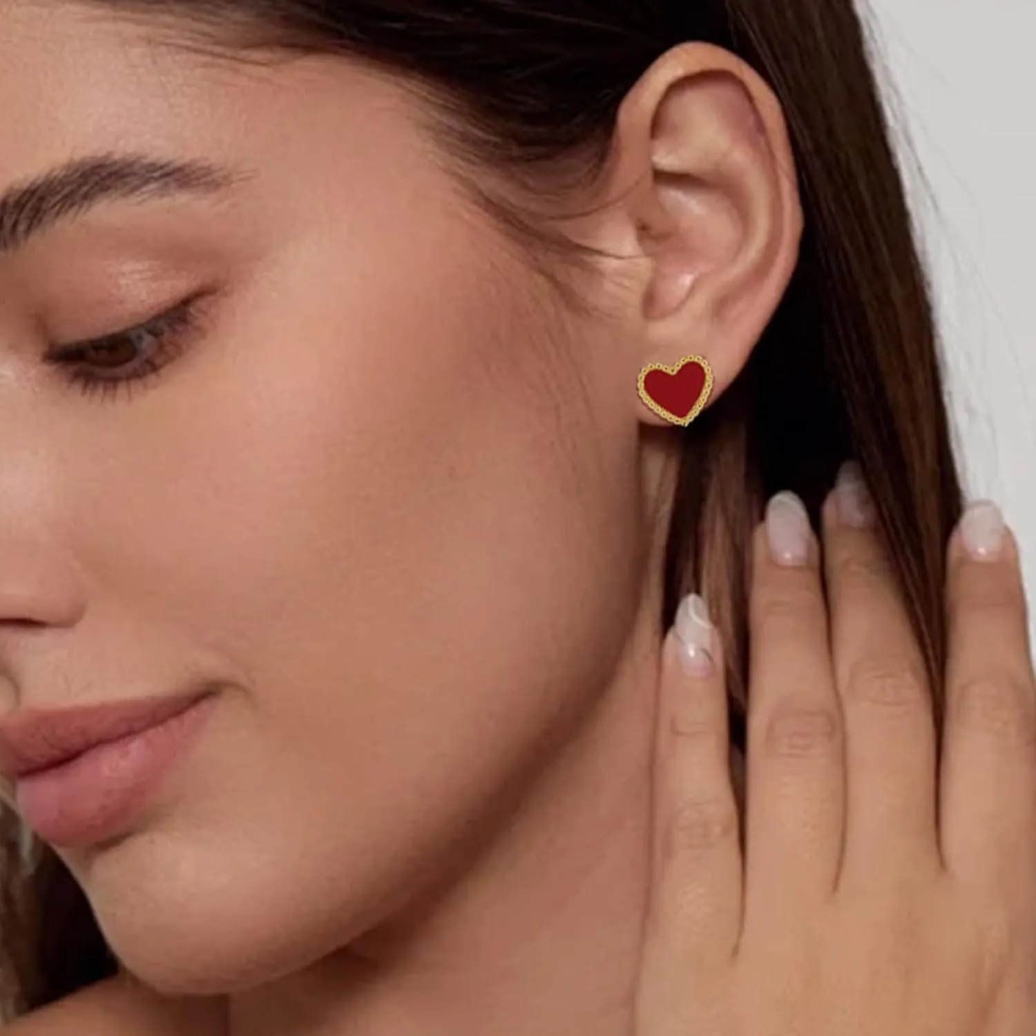 14K Gold Plated Heart earrings, Love Stud Earrings for Women, Red,Black and White Heart Earring for Women, Cute Minimalism Sparkling Jewelry
