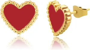 14K Gold Plated Heart earrings, Love Stud Earrings for Women, Red,Black and White Heart Earring for Women, Cute Minimalism Sparkling Jewelry