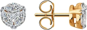 14K Gold Plated Sterling Silver CZ Marquise Diamond Stud Earrings for Women - Minimalist 925 Stud Earring.