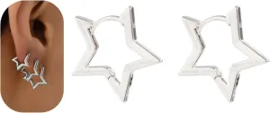 14K Gold Star Hoop Earrings for Women, Hypoallergenic Y2K Star Earrings, Gold Star Earrings for Women