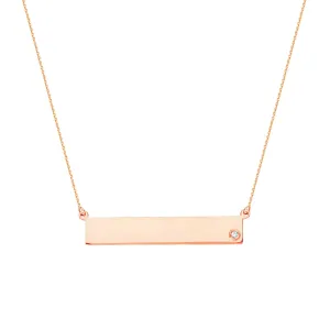 14K Rose Gold Bar Necklace with Diamond