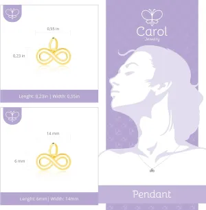 14k Solid Yellow Gold Infinity Symbol Pendant for Necklace for Girls, Teens and Women