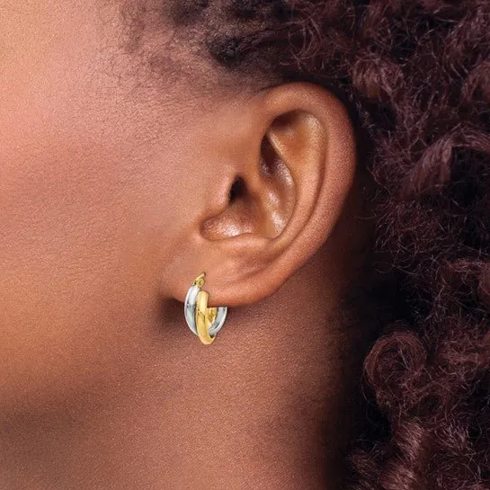 14K TT Gold Small Double Hoop Earrings