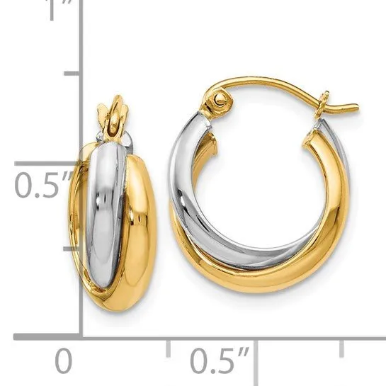 14K TT Gold Small Double Hoop Earrings