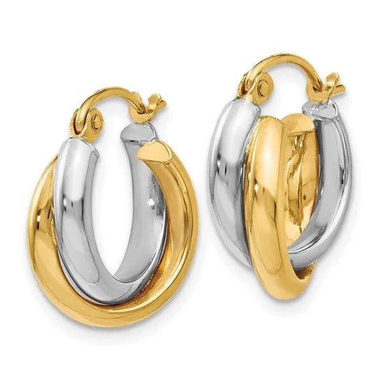14K TT Gold Small Double Hoop Earrings