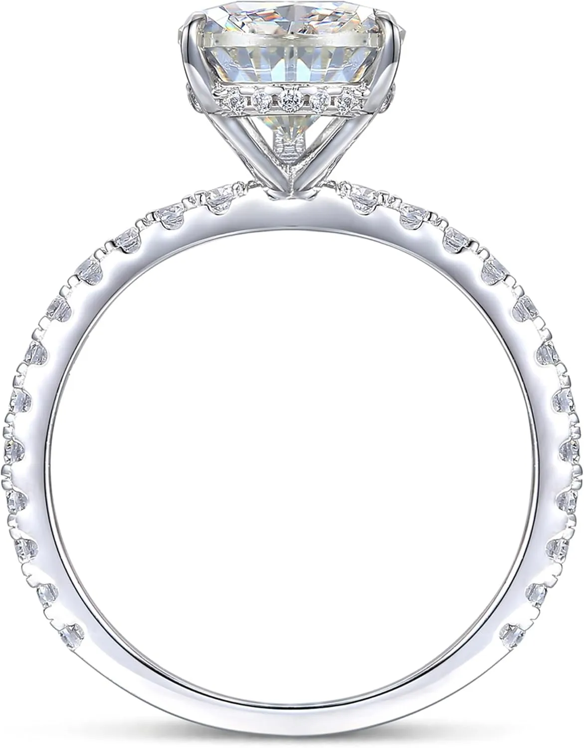 14K White Gold Engagement Ring, 3 Carat Pear Cut Moissanite Rings, Solid 14k White Gold Engagement Ring
