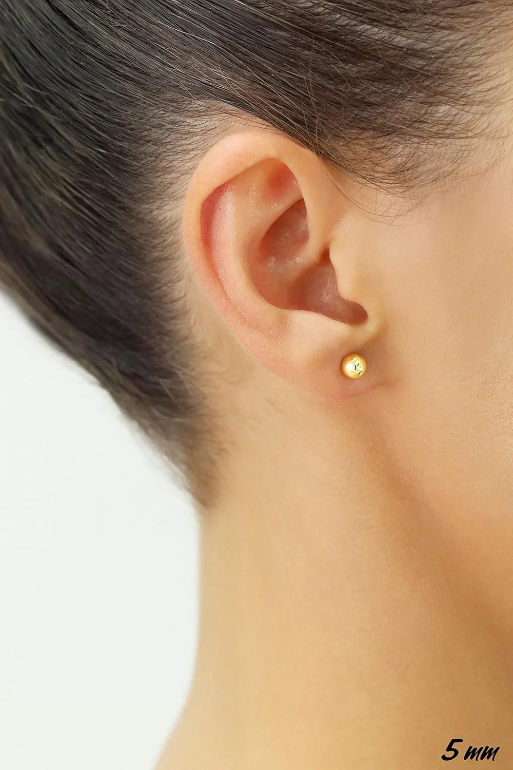 14k Yellow Gold Ball Stud Earrings with Secure Screw-backs