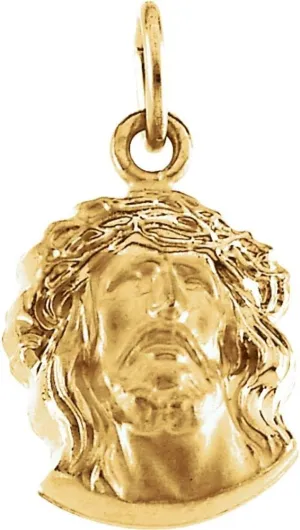14k Yellow Gold Face of Jesus Religious Spiritual Pendant Fine Jewelry for Women Gifts for Her (19x14mm)