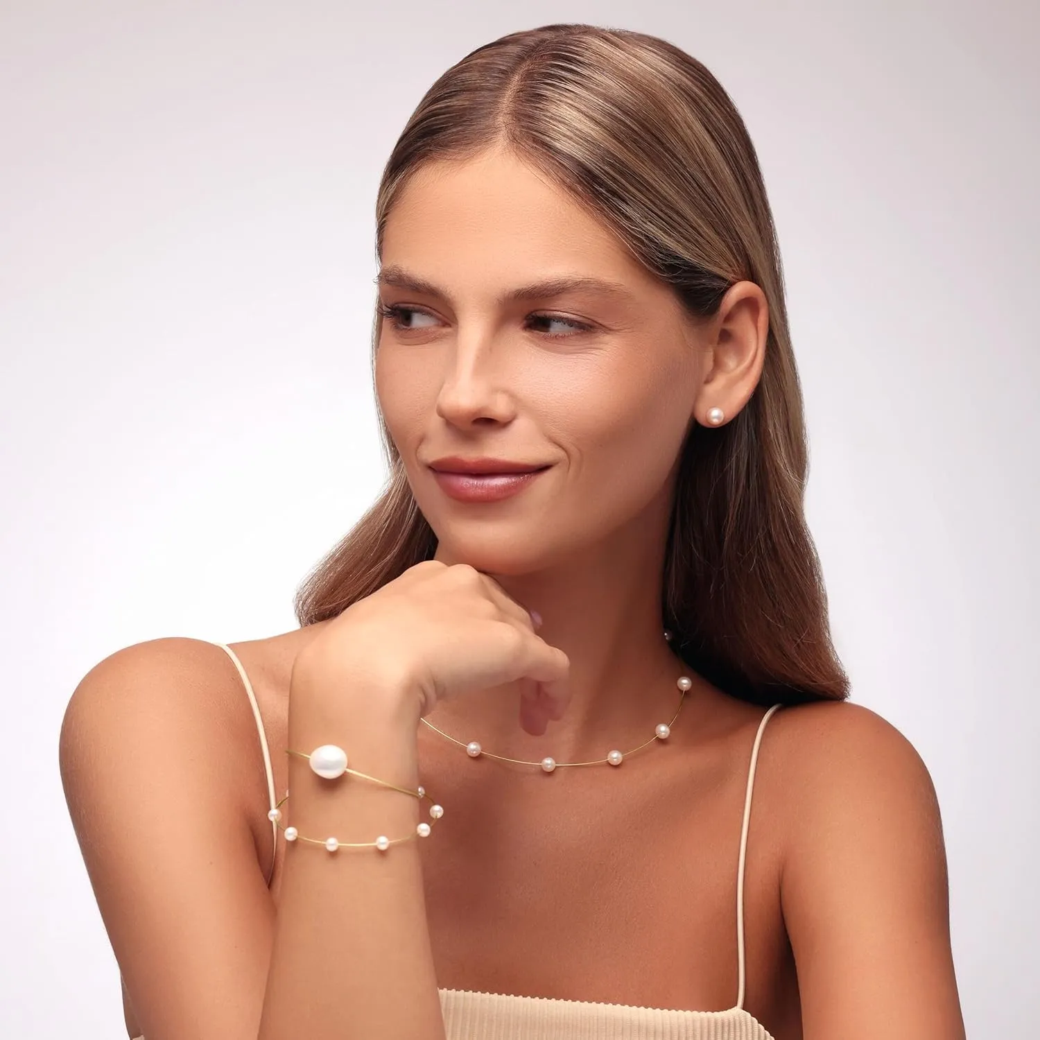 14K Yellow Gold Pearl Stud Earrings, 4mm-11mm Button/Round Shaped Pearl, Soft Silicone Gold Back, Stud Earrings For Women, Minimalist Jewelry, Gift For Her, Jewelry For Women