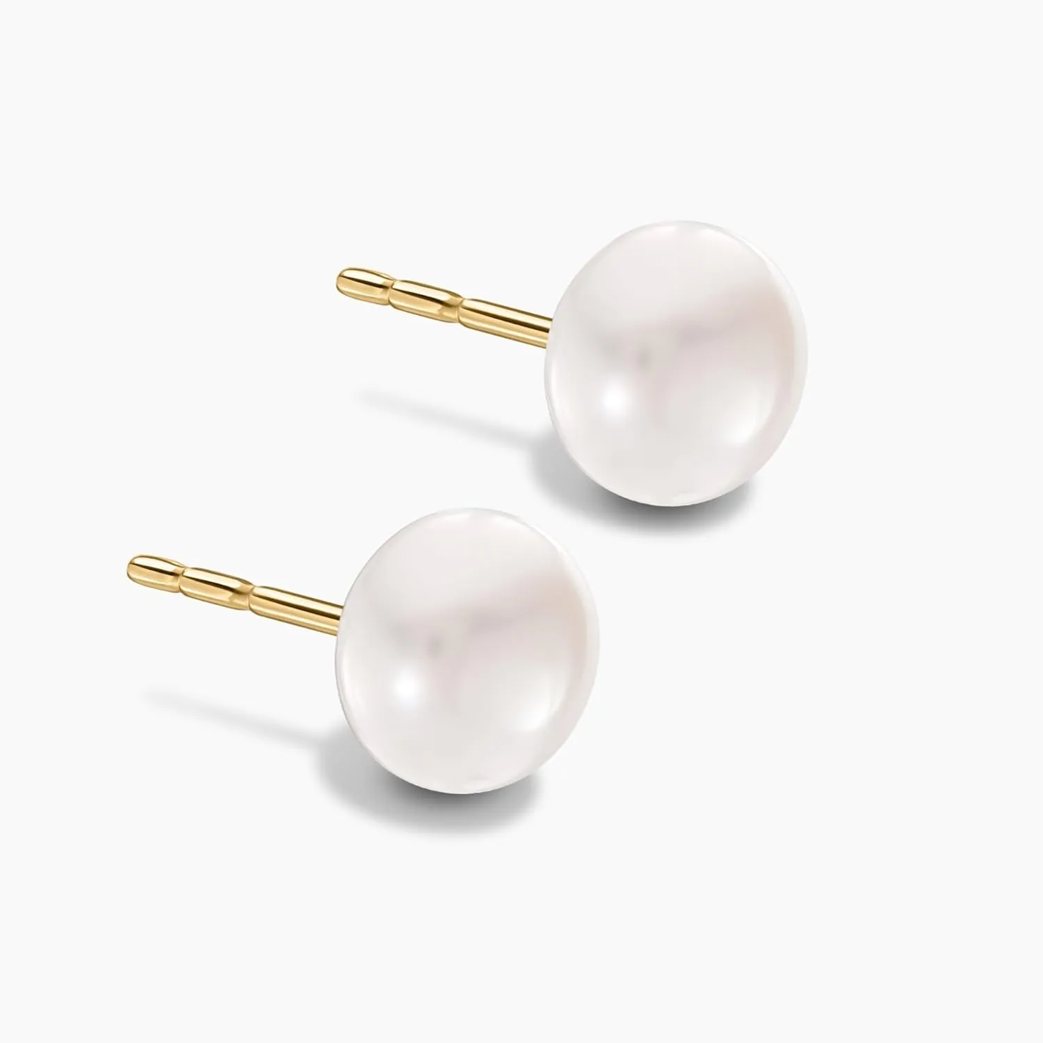 14K Yellow Gold Pearl Stud Earrings, 4mm-11mm Button/Round Shaped Pearl, Soft Silicone Gold Back, Stud Earrings For Women, Minimalist Jewelry, Gift For Her, Jewelry For Women