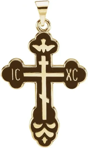14k Yellow Gold Saint Xena Cross Religious Pendant with Packaging Fine Jewelry for Women Gifts for Her (28.5x19mm)