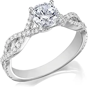 1.5 Carat (ctw) Engagement Rings for Women, Moissanite 925 Silver Ring for Women, Platinum Plated Sterling Silver Ring, Split Shank Twisted Infinite Wedding Ring