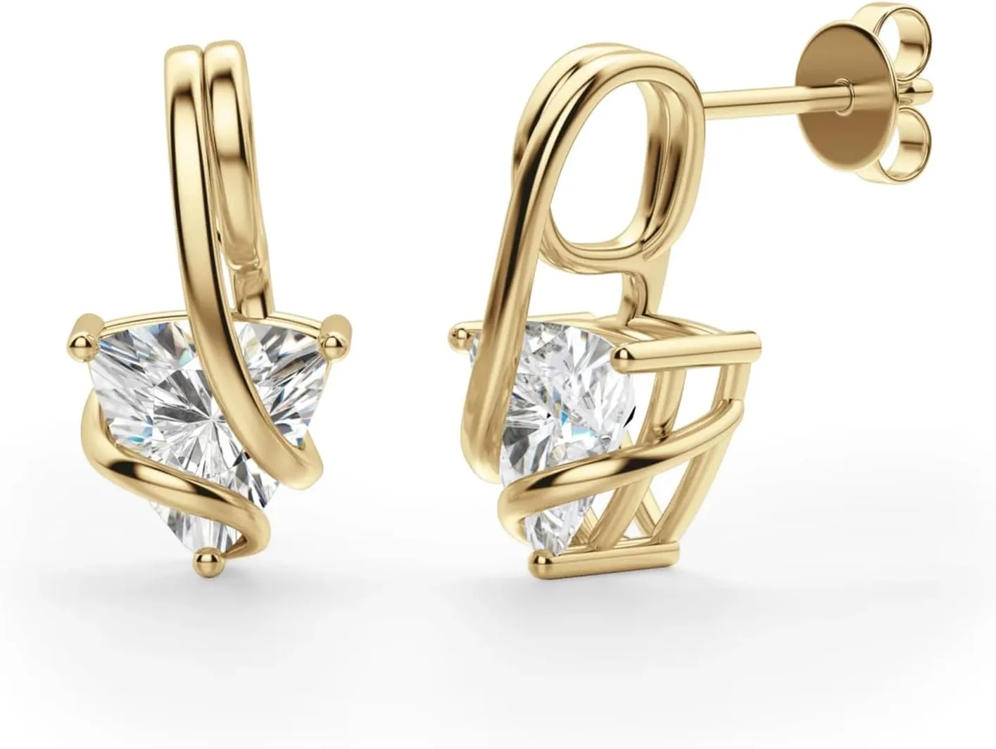 1.50Ct Trillion Cut Diamond Stud Earrings 14K Gold Plated