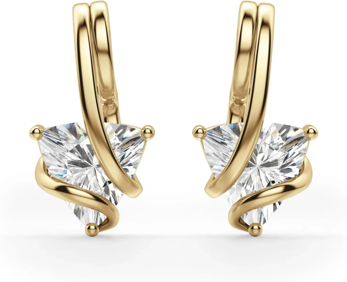 1.50Ct Trillion Cut Diamond Stud Earrings 14K Gold Plated