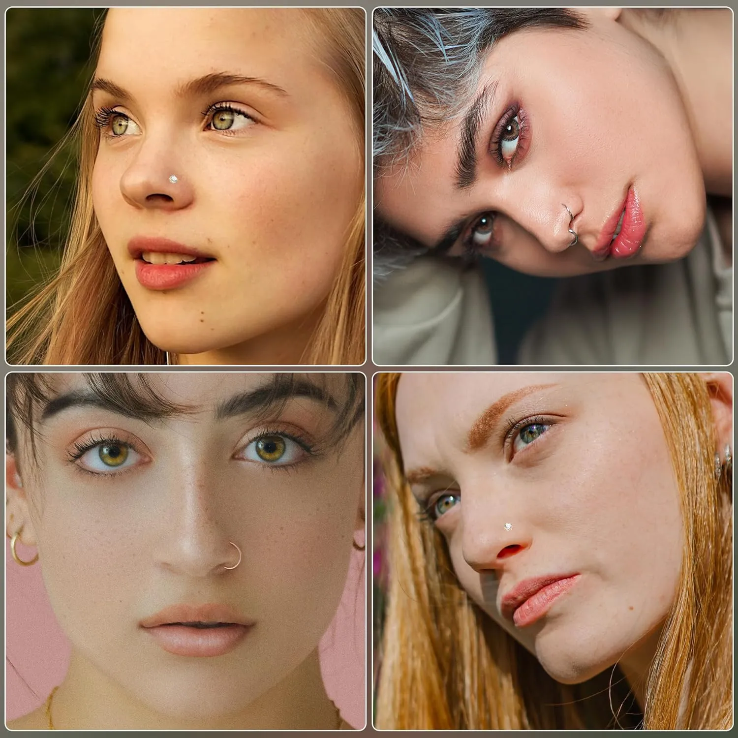 15Pcs 20G 316L Stainless Steel Nose Rings Hoops for Women Men Screw L Shaped Nose Studs CZ Hinged Segment Clicker Nose Hoops Nose Piercing Jewelry