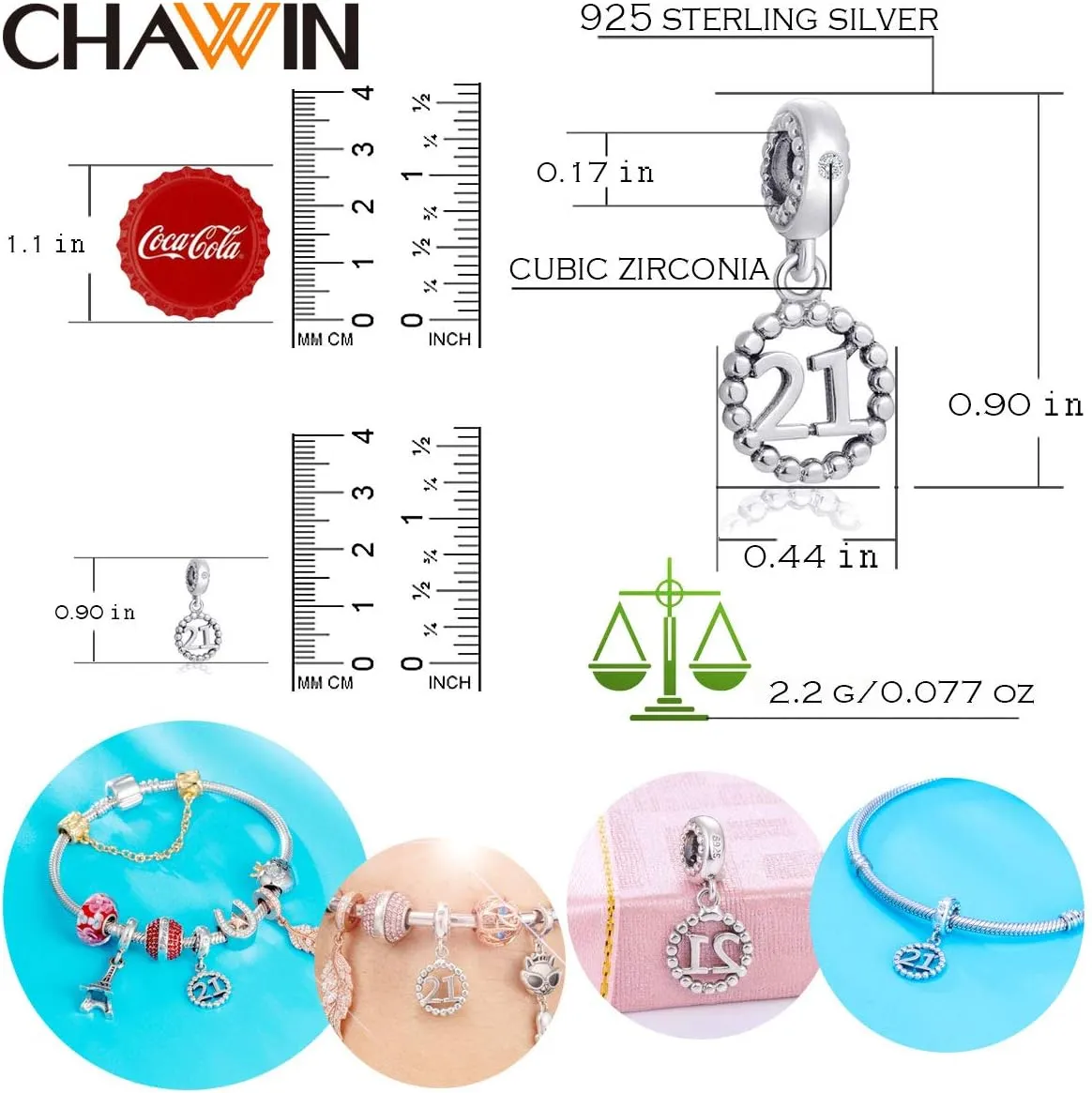 16,17,18,19,20,21,22,24,25,26,30,32,33,35,37,40,49,50,60,69,77,80,88,99 Number Charms 925 Sterling Silver Pendants Beads Fit Pandora Bracelets/Necklace, Dangling Dangle Charm for Birthday/Anniversary/Meaningful Numbers