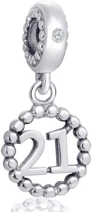 16,17,18,19,20,21,22,24,25,26,30,32,33,35,37,40,49,50,60,69,77,80,88,99 Number Charms 925 Sterling Silver Pendants Beads Fit Pandora Bracelets/Necklace, Dangling Dangle Charm for Birthday/Anniversary/Meaningful Numbers