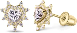 1.8 CT Moissanite Stud Earrings for Women, 18K Gold Plated Round Halo S925 Sterling Silver Earrings,10 Heart Prongs Halo Womens Stud Earrings, D Color VVS1 Moissanite Studs With Silicone Earring Backs