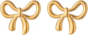 18K Gold Bow Earrings for Women  Dainty Minimalist Ribbon Studs, Perfect Jewelry Gift for Girls, Teens, and Women for Birthdays, Parties, and Special Occasions